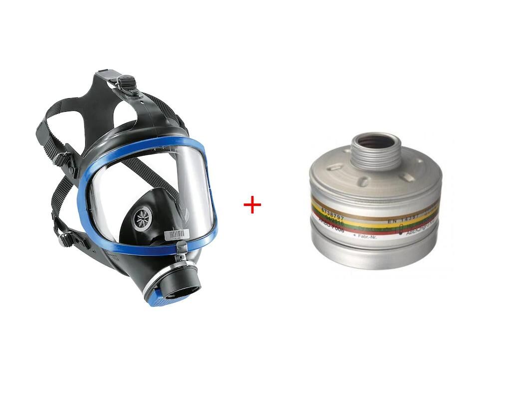 Drager 6300 Tam Yüz Gaz Maskesi+Drager A2B2E2K2HgP3 R D (KBRN FİLTRE) Filtre