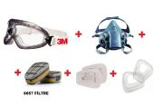 3M 2890 A G.GÖZLÜK+7502 YARIM YÜZ MASKE+6057 ABE1 FİLTRE+5925 P2 PED+ 501 FİLTRE TUTUCU KAPAK