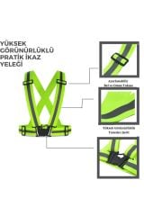 Yüksek Görünürlüklü Reflektörlü Ayarlanbilir Pratik Yeşil Ikaz Yeleği