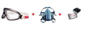3M 2890S GÖZLÜK + 7502 YARIM YÜZ GAZ MASKESİ+6038 AKTİF KARBON FİLTRE
