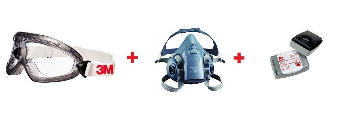 3M 2890SA + 7502 YARIM YÜZ GAZ MASKESİ+6038 AKTİF KARBON FİLTRE