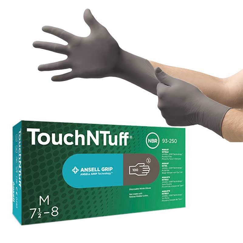 ANSELL TOUCHNTUFF® 93-250 SİYAH NİTRİL TEK KULLANIMLIK ELDİVEN XL BEDEN
