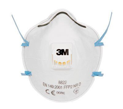 3M™ Partikül Solunum Maskesi 8822, Toz Sınıfı FFFP2 NR D, Ventilli (10 LU ORİJİNAL PAKET)