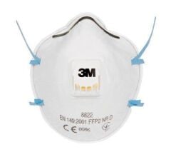 3M™ Partikül Solunum Maskesi 8822, Toz Sınıfı FFFP2 NR D, Ventilli (10 LU ORİJİNAL PAKET)