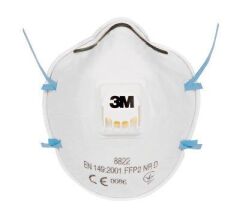 3M™ Partikül Solunum Maskesi 8822, Toz Sınıfı FFFP2 NR D, Ventilli (10 LU ORİJİNAL PAKET)