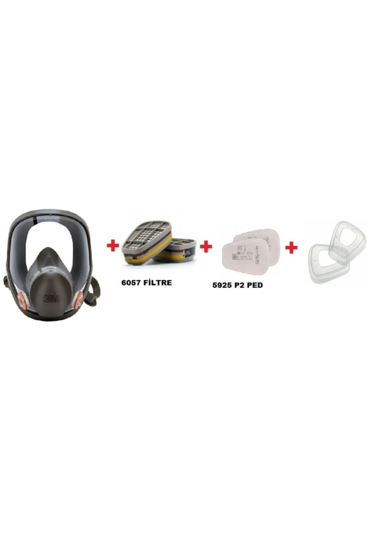 ™ 6800 Tam Yüz Gaz Maskesi +6057 Abe1 Filtre +5925 P2 Ped+ 501 Filtre Tutucu Kapak