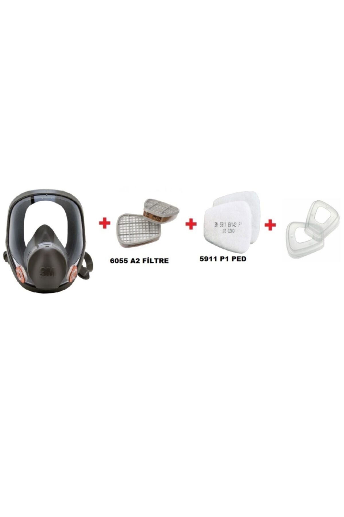 ™ 6800 Tam Yüz Gaz Maskesi +6055 A2 Filtre +5911 P1 Ped+ 501 Filtre Tutucu Kapak